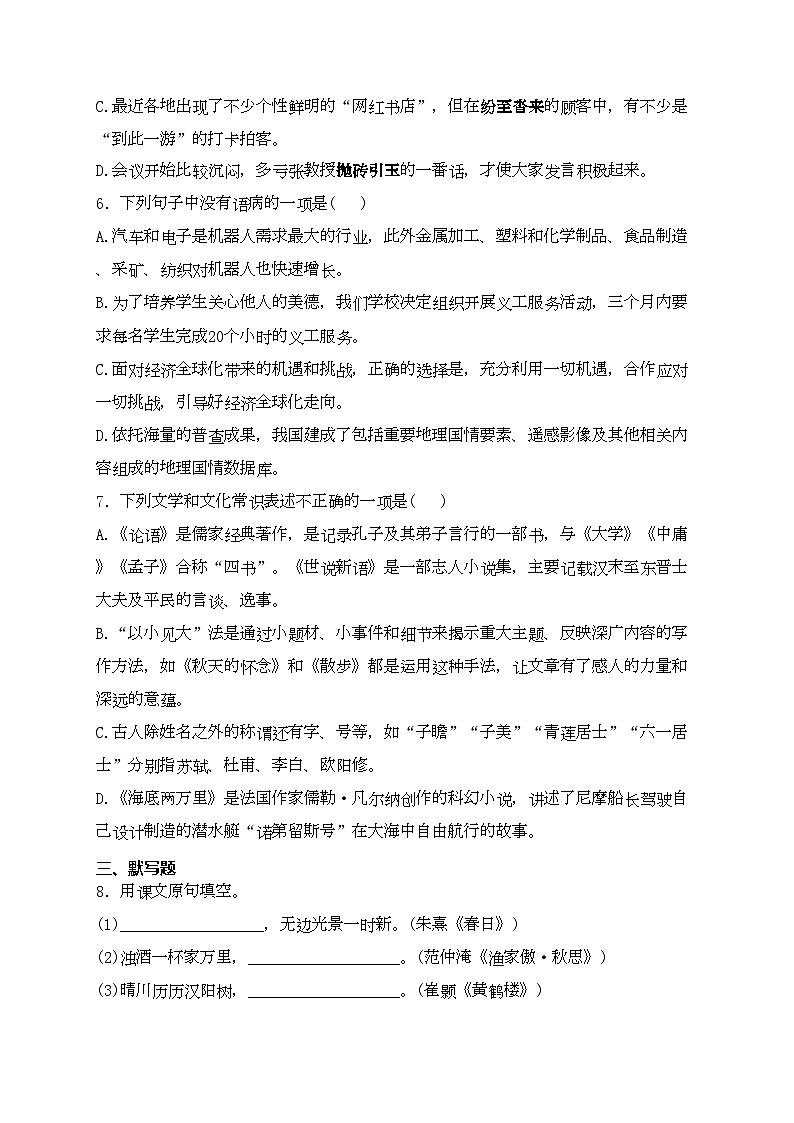 黑龙江省大庆市肇源县2024届中考二模语文试卷(含答案)第2页