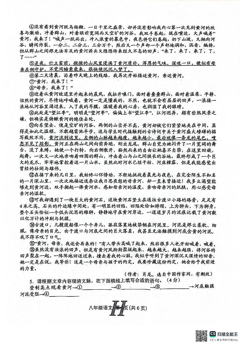 河南省南阳市唐河县2023-2024学年八年级下学期6月期末语文试题第3页