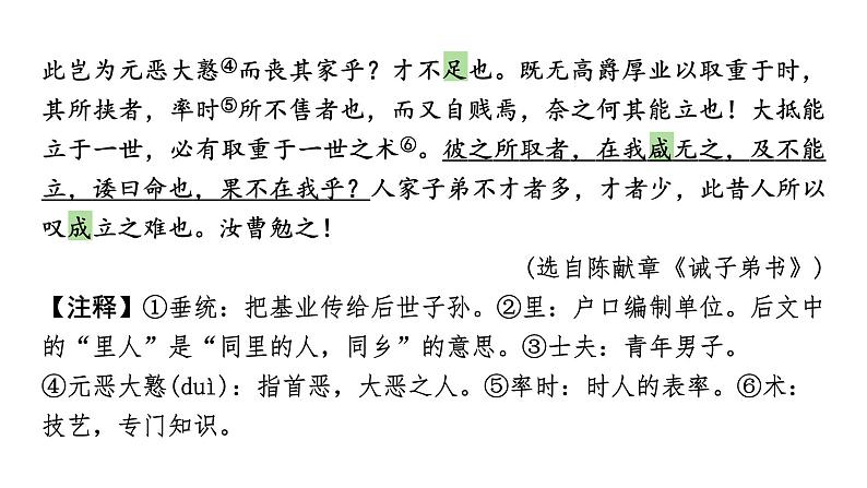 2024河北语文中考备考热点专题：课外文言文阅读 家书家训类、人物传记类 （课件）06