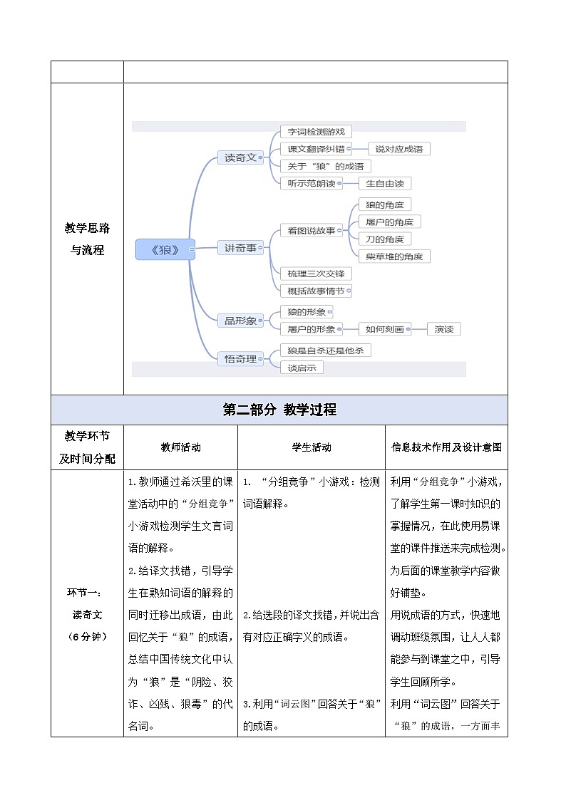 第18课《狼》教学设计 2024—2025学年统编版语文七年级上册03