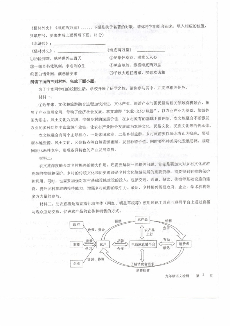 [语文]2024年宁夏回族自治区中卫市中宁县中考模拟预测联考试题(无答案)03