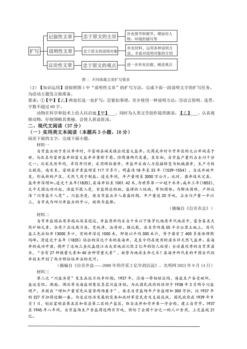 [语文]2024年四川省自贡市中考语文真题(原卷版)第2页