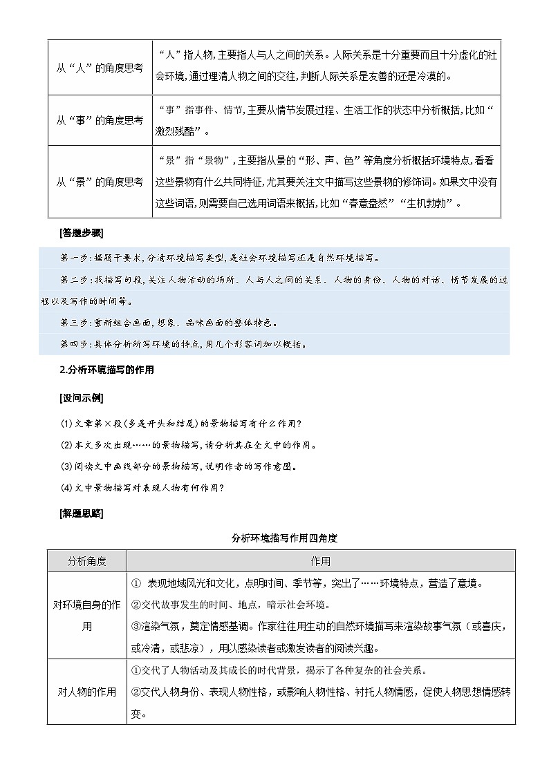专题17  拓展讲义：小说阅读之分析环境描写的作用-初升高语文暑假衔接（教师版+学生版）02