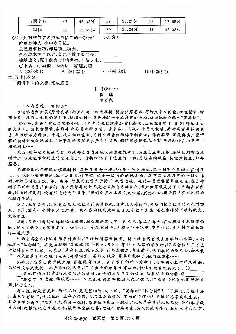 安徽省阜阳市太和县2023-2024学年七年级下学期7月期末语文试题02
