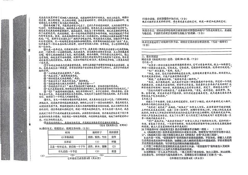 河北省邯郸经济技术开发区2023-2024学年七年级下学期期末考试语文试题第3页