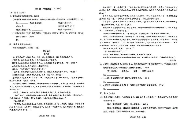 四川省成都市成华区2023-2024学年度七年级下学期期末考试语文试题02