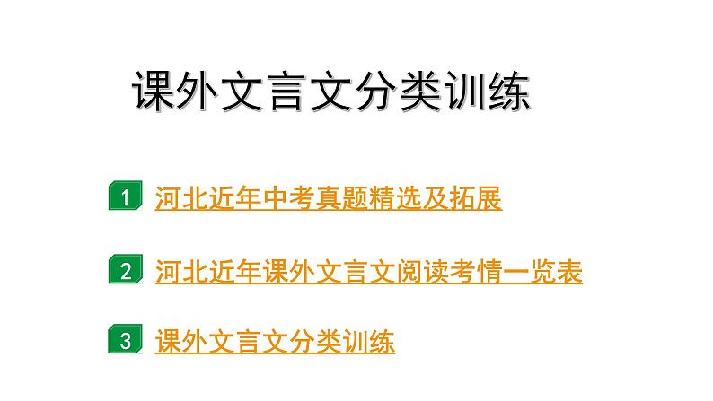 2024年河北中考语文二轮复习 课外文言文分类训练（课件）第1页