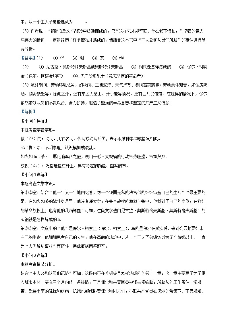 安徽省淮南市淮南实验中学2023~2024学年八年级第二学期期末语文试题（原卷版+解析版）02