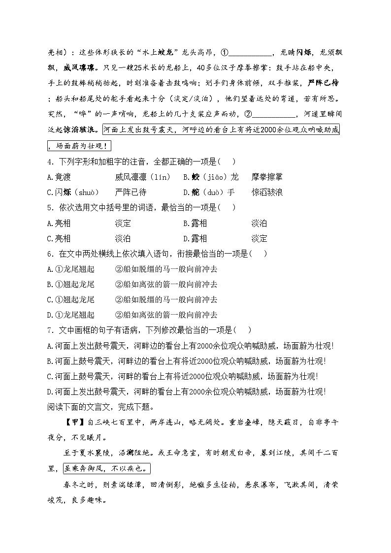 山东省济宁市2024届中考语文试卷(含答案)02