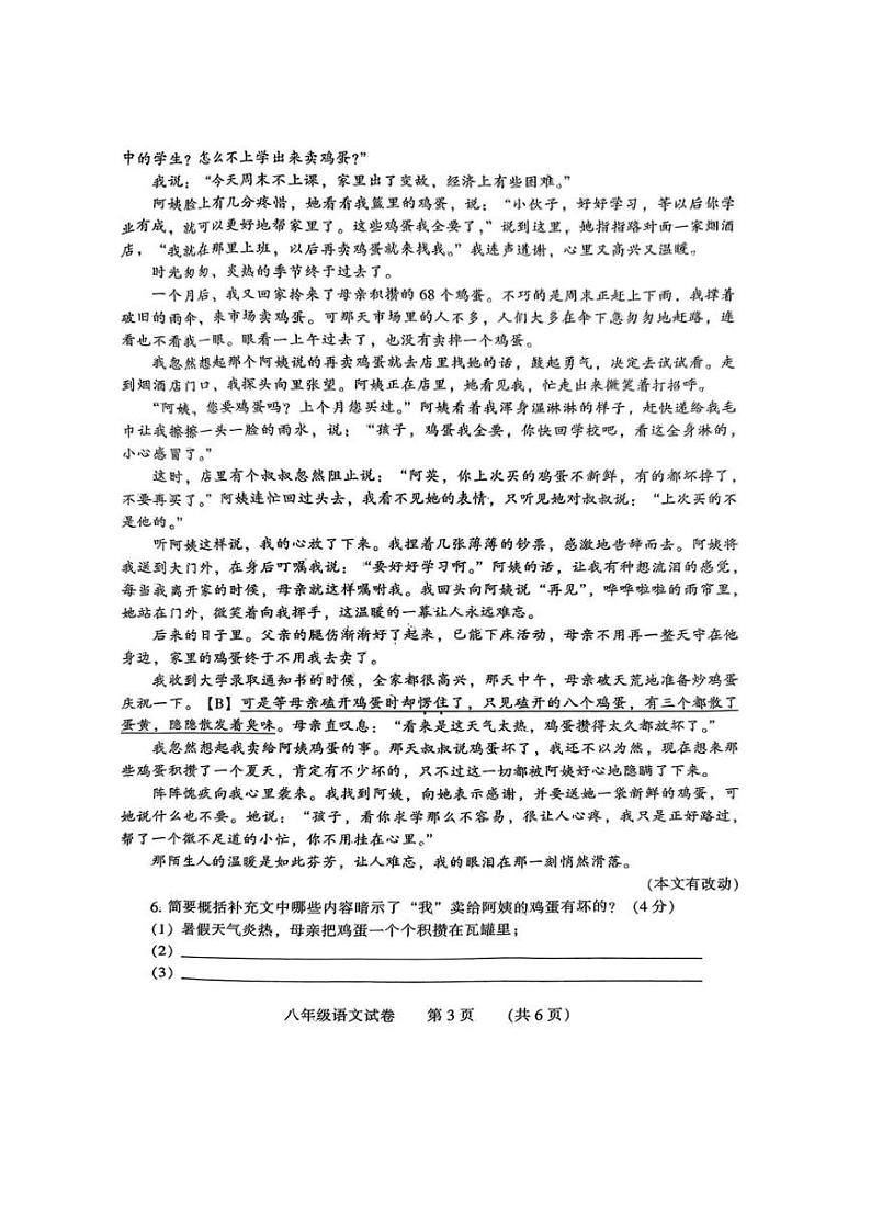 [语文][期末]河南省濮阳市2023～2024学年八年级下学期7月期末语文试题(无答案)第3页