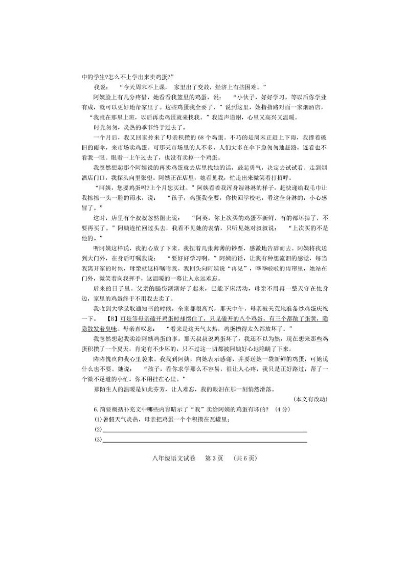 [语文][期末]河南省濮阳市2023～2024学年八年级下学期7月期末语文试题（无答案）第3页