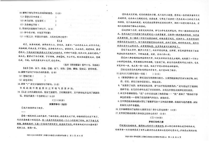广东省汕头市潮南区陈店镇联考2023-2024学年七年级下学期7月期末语文试题第2页