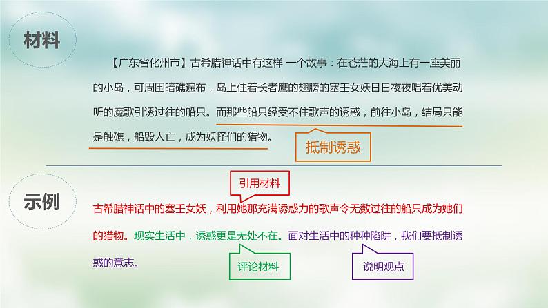 第7讲 传统材料作文“三步开头法”：引材+评材+观点-2024年中考语文复习之议论文写作大招课（全国通用） 课件04