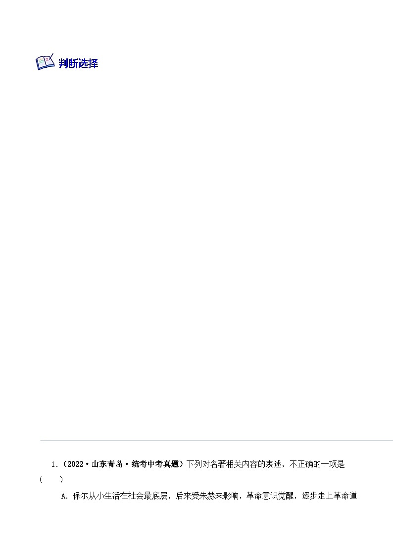 专题08 钢铁是怎样炼成的-2024年中考语文复习文学名著必考篇目分层训练（解析版）第2页