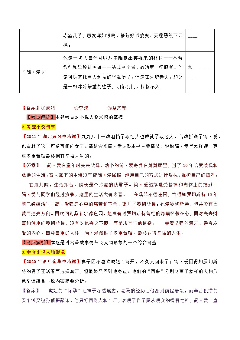 名著《简爱》中考复习备考解读-2024年中考专题复习资料名著阅读部分（长春专版）第2页