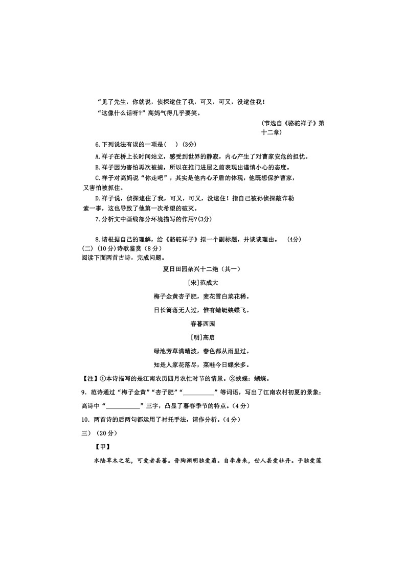 [语文]山东省宁津县2023～2024学年七年级下学期第二次月考语文试题(无答案)03