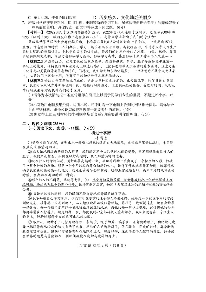 [语文]2024年河南省驻马店市汝南县校联考中考模拟预测语文试题(有答案)02