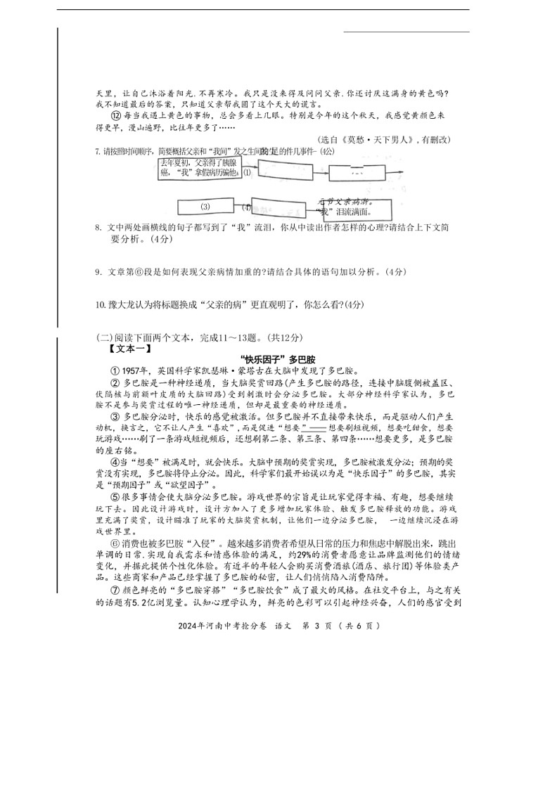 [语文]2024年河南省语文中考最后抢分卷(有答案)第3页