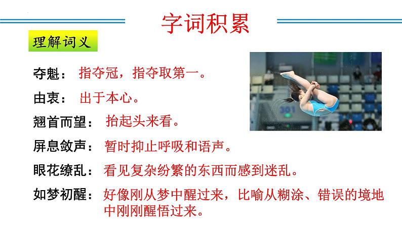 编版版语文八年级上册 第03课 “飞天”凌空——跳水姑娘吕伟夺魁记（教学课件）08