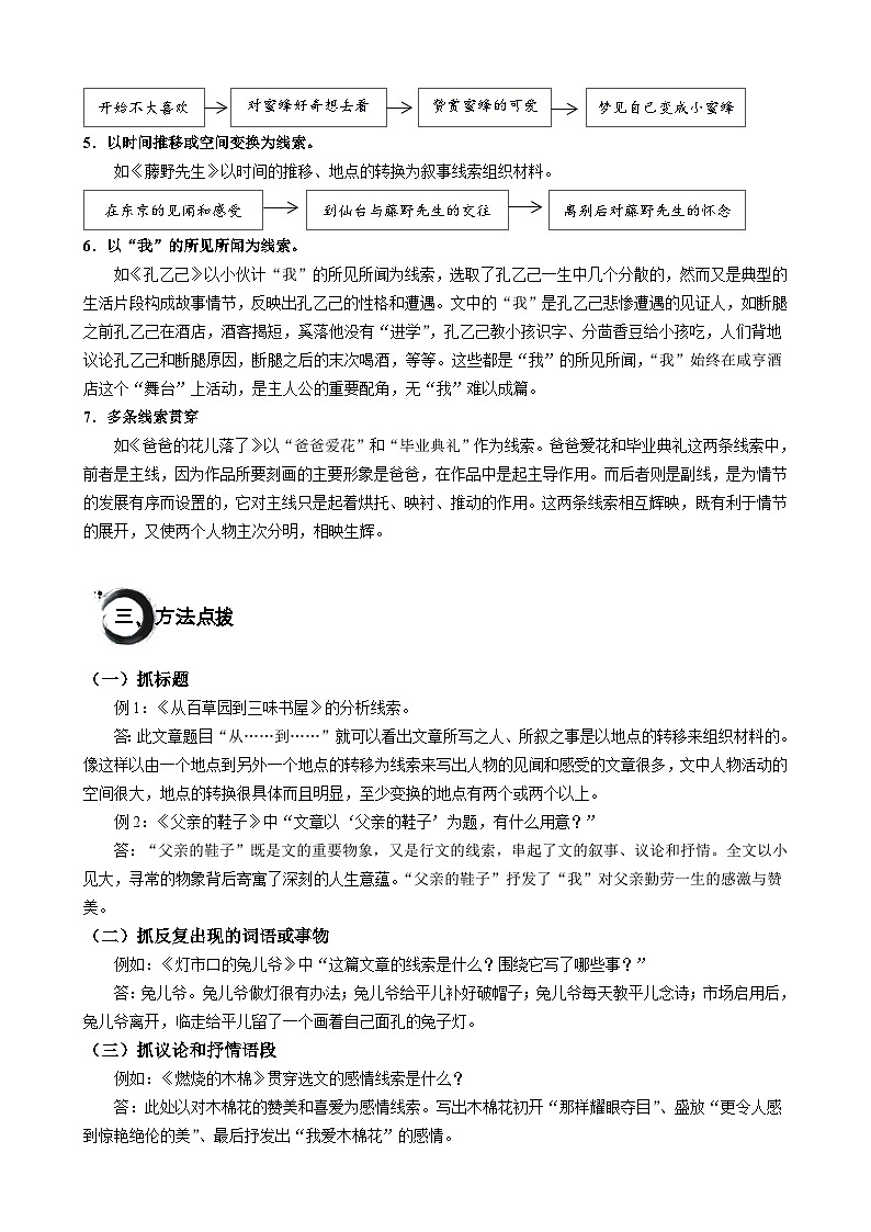 记叙文阅读第九讲 线索分析-2024年中考语文二轮专题02