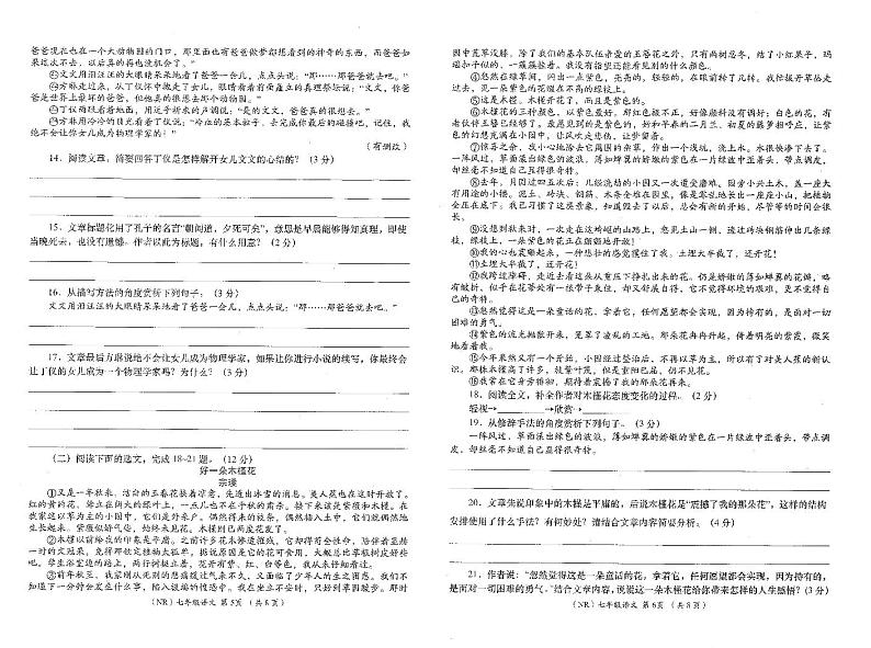 青海省果洛州久治县2023-2024学年七年级下学期期末阶段性学习效果评估语文试题03