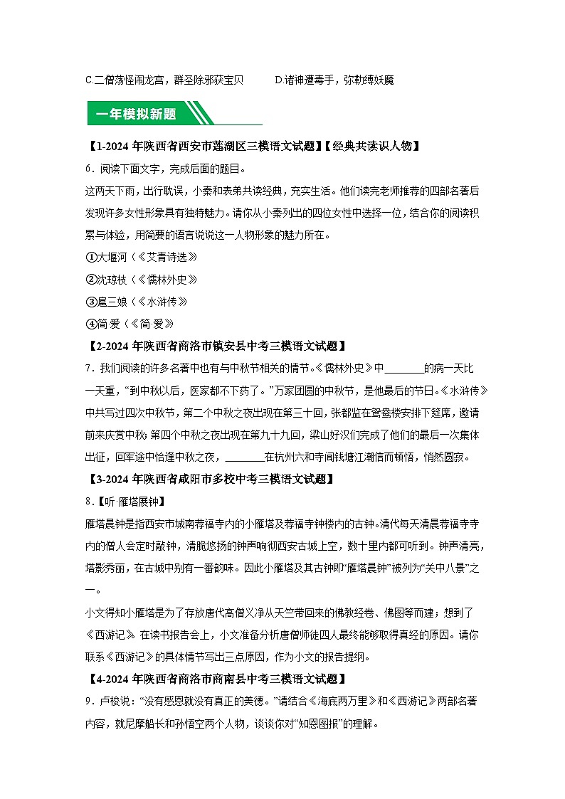 （陕西专用）专题07名著阅读-5年（2020-2024）中考1年模拟语文真题分类汇编第3页