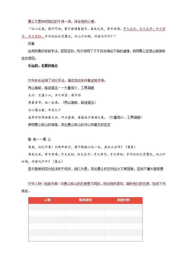 人教部编版语文八上24《 愚公移山》 第2课时 课件+教案+分层作业+素材02