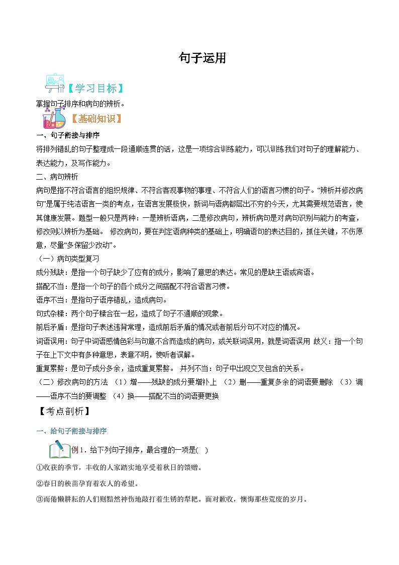 句子运用（解析版）第1页