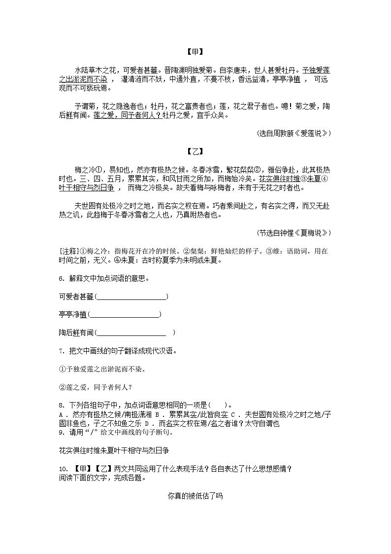 [语文][二模]广东省阳江市江城区2024年中考语文二模考试卷03