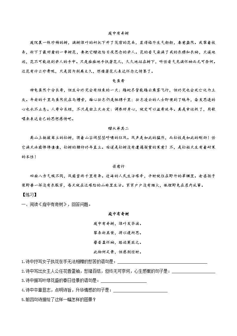 七升八暑假语文衔接练习古诗词预习之课外古诗词（第三单元）-03