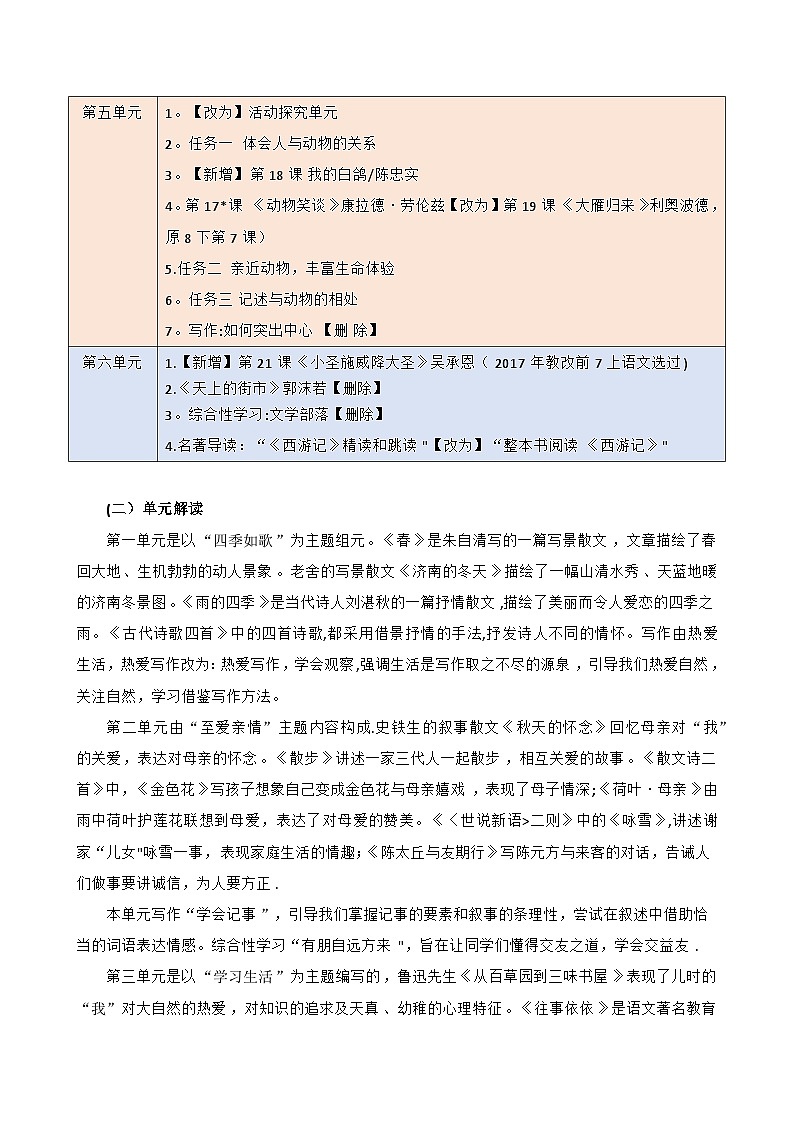 统编版语文七年级上册 教学计划教案02