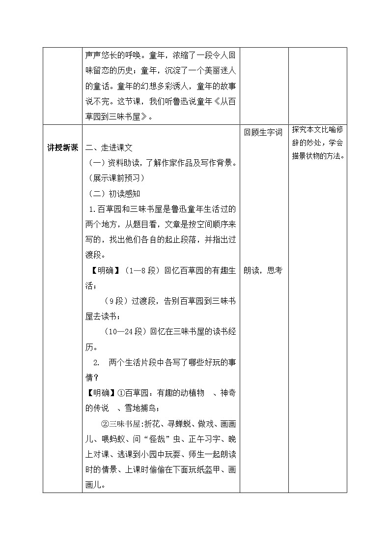 部编版初中语文七年级上册《从百草园到三味书屋》教案+课件02