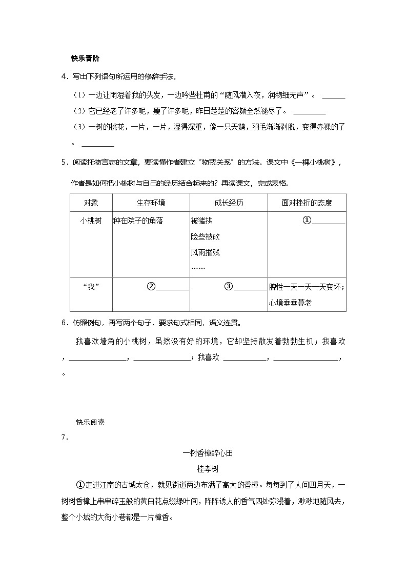 第19课 一颗小桃树 作业分层-2023-2024学年七年级下学期语文部编版第2页