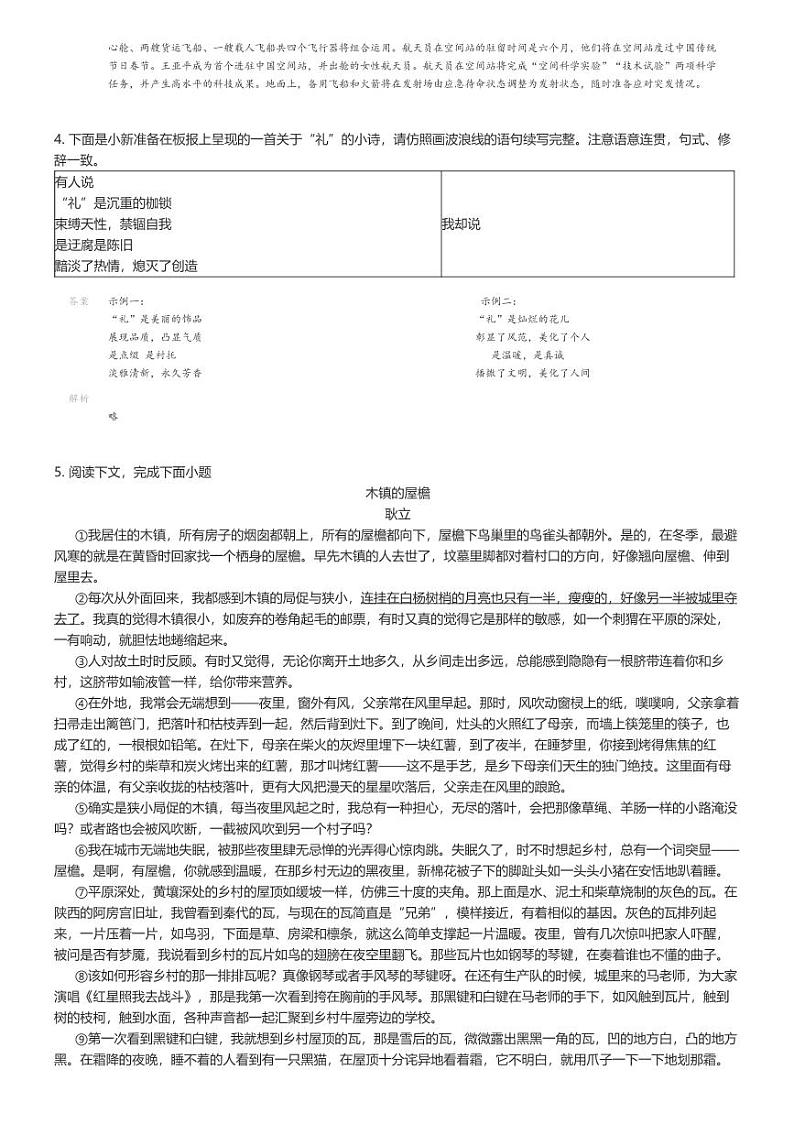 [语文]2024年河南中考模拟语文试卷(定心模拟二)(原题版+解析版)03