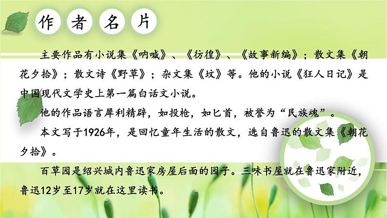人教部编版（2024）语文七年级上册 第3单元  9 从百草园到三味书屋【第一课时】 PPT课件06