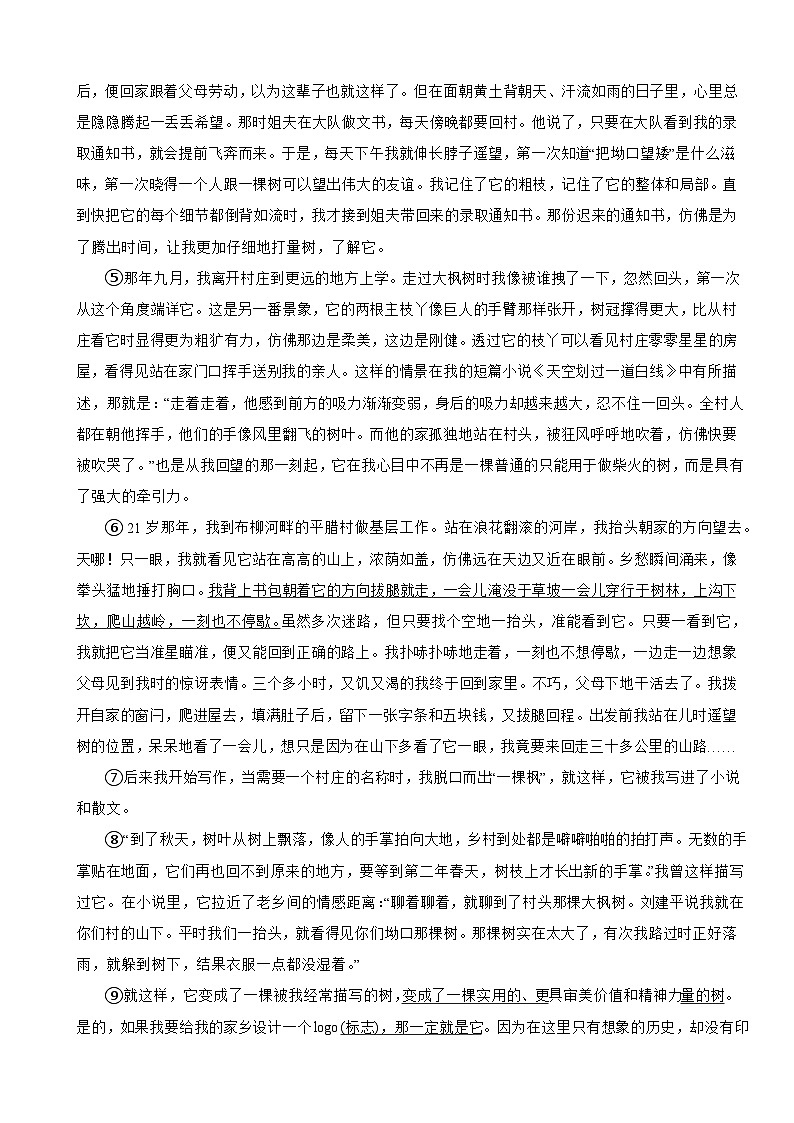 浙江省杭州市滨江区2024年中考语文一模试卷附答案03