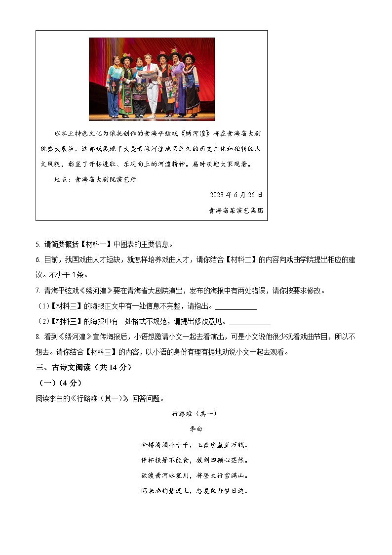 [语文]2023年青海省西宁市城区中考真题语文真题原题版+解析版03