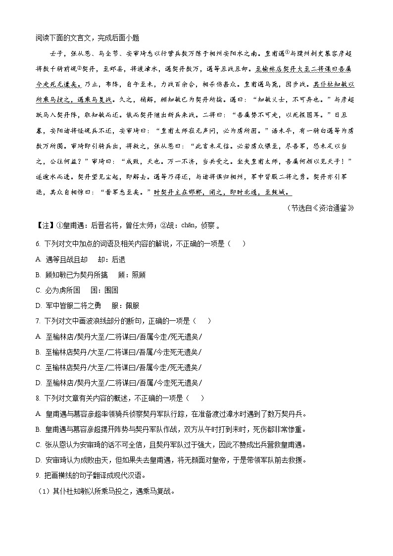 [语文]2023年四川省绵阳市中考真题语文真题原题版+解析版02