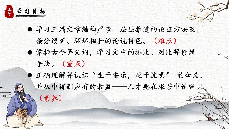 人教部编版初中语文八年级上册《23. 《孟子》三章-生于忧患，死于安乐》 课件+教案02