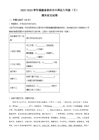 福建省泉州市丰泽区2023-2024学年八年级下学期期末语文试题（原卷版+解析版）