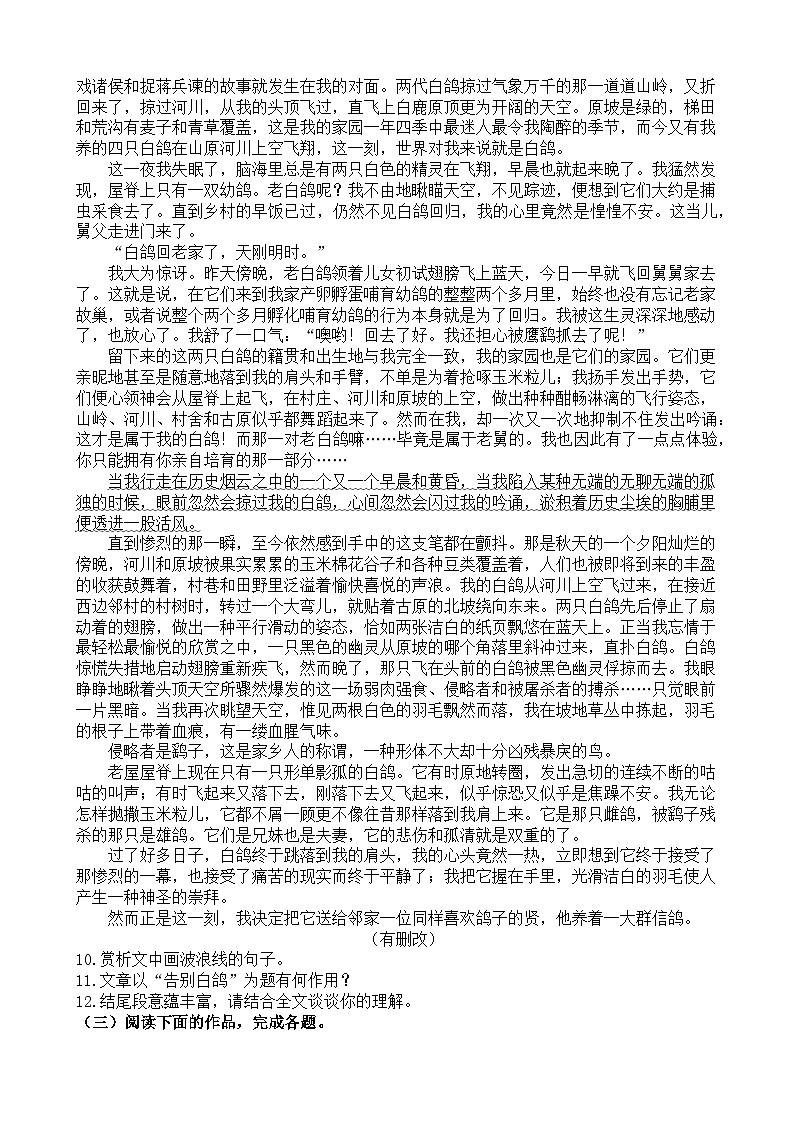 第18课《我的白鸽》课件+教学设计+同步练习-部编版语文七年级上册03