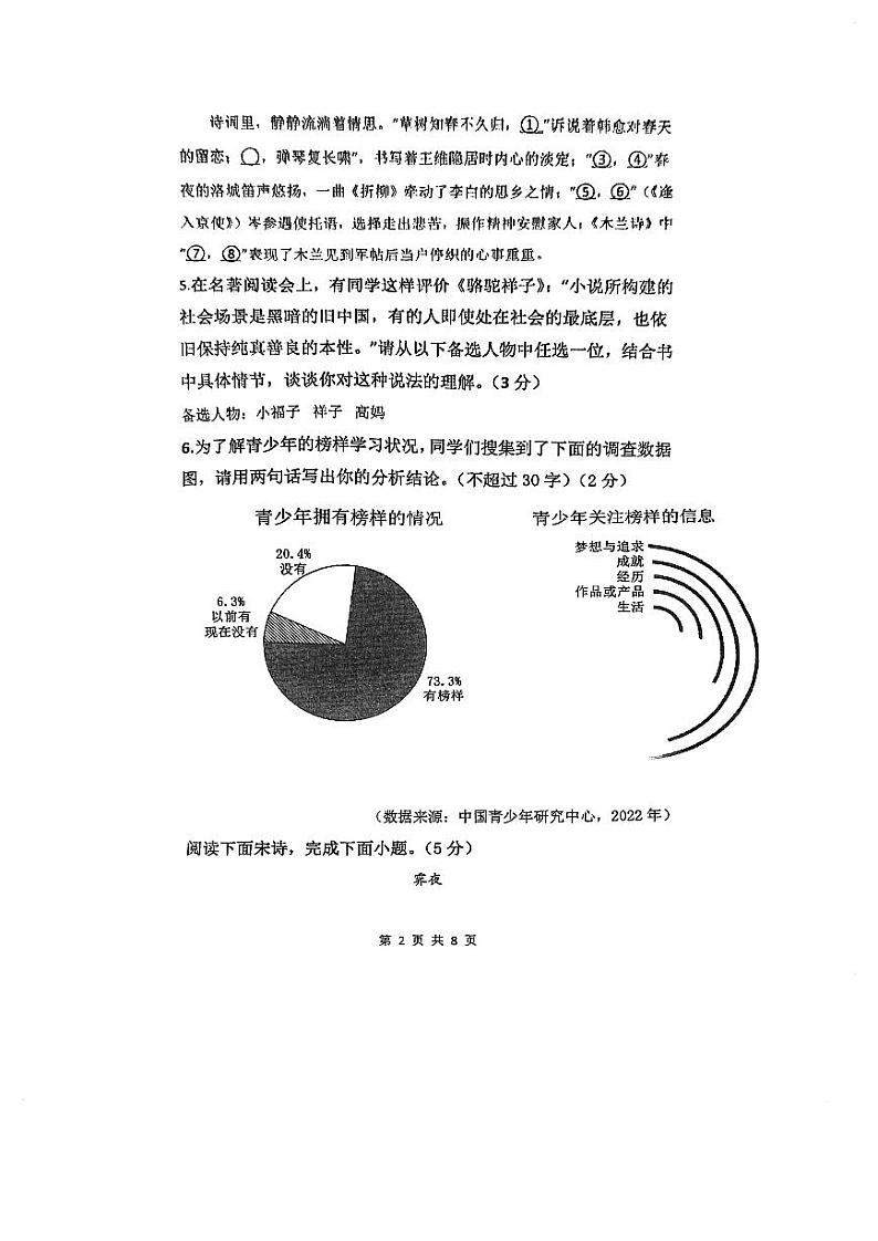 江苏省苏州工业园区东沙湖实验中学2023-2024学年七年级下学期期中考试语文试题第2页