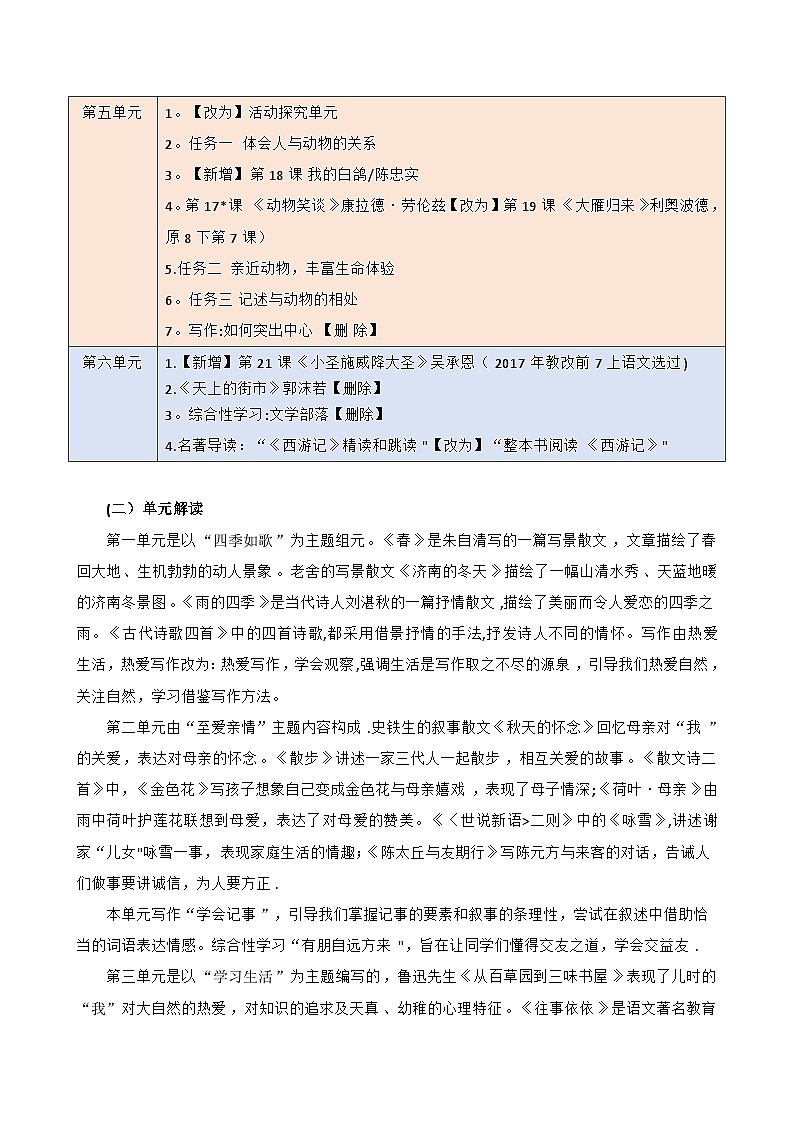 统编版语文七年级上册 教学计划02