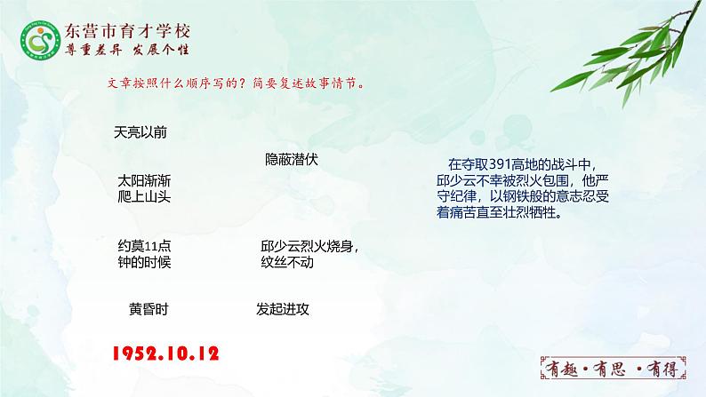 人教部编版（五四版）语文六上 9 我的战友邱少云 课件05