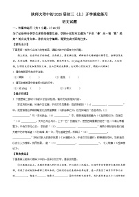 陕西省西安市雁塔区陕西师范大学附属中学2024-2025学年九年级上学期开学考试语文试题（原卷版）
