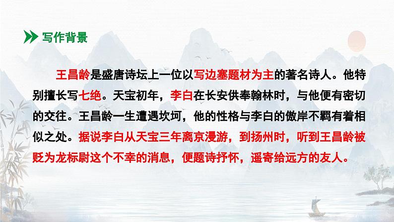 第4课《闻王昌龄左迁龙标遥有此寄》课件（2024）07