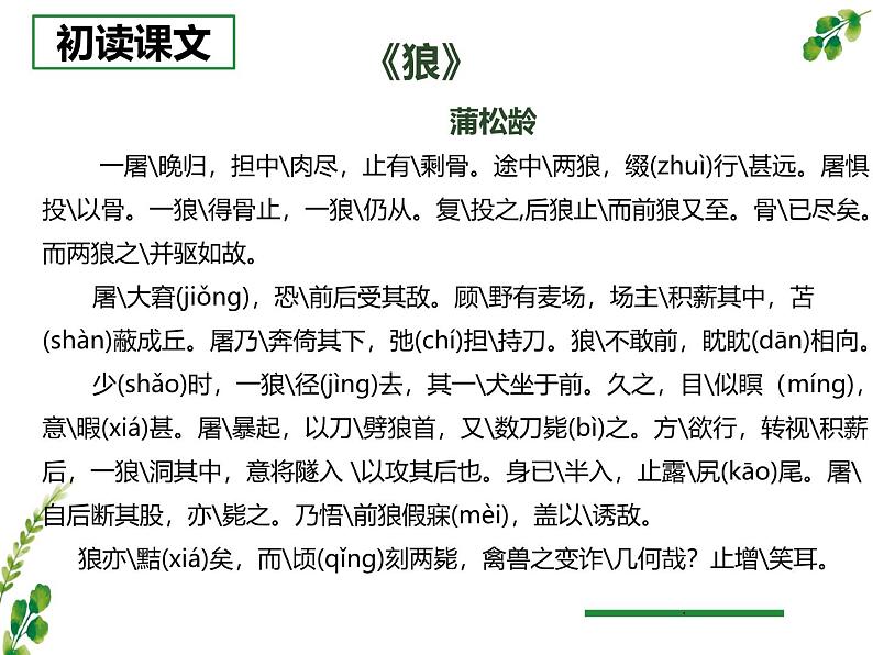 统编版五四制（上海专用）语文七年级上册 第18课 狼（教学课件）第5页