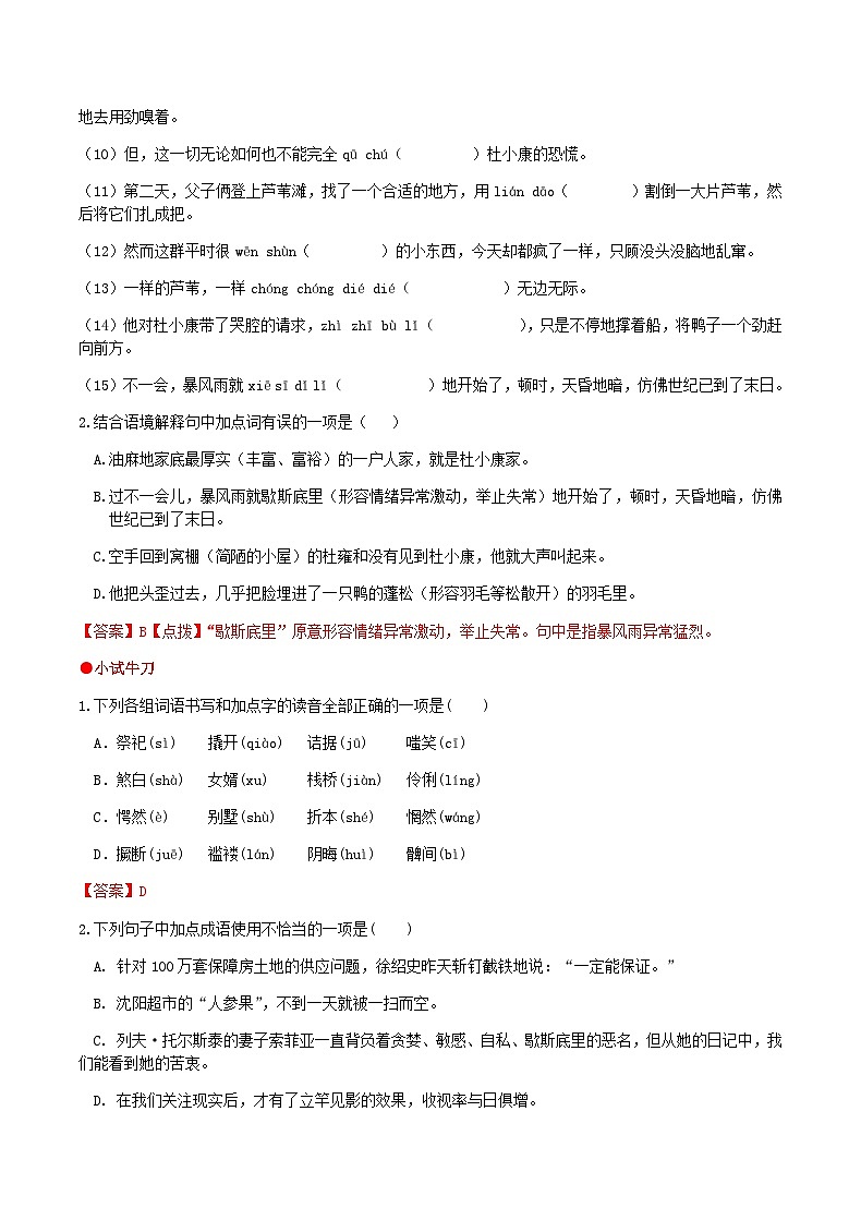 部编语文九上第4单元复习讲义+课件03