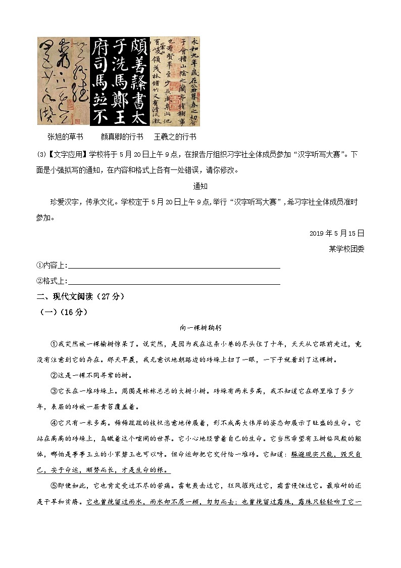 河南省信阳市淮滨县2024-2025学年九年级上学期开学考试语文试题（原卷版）第3页