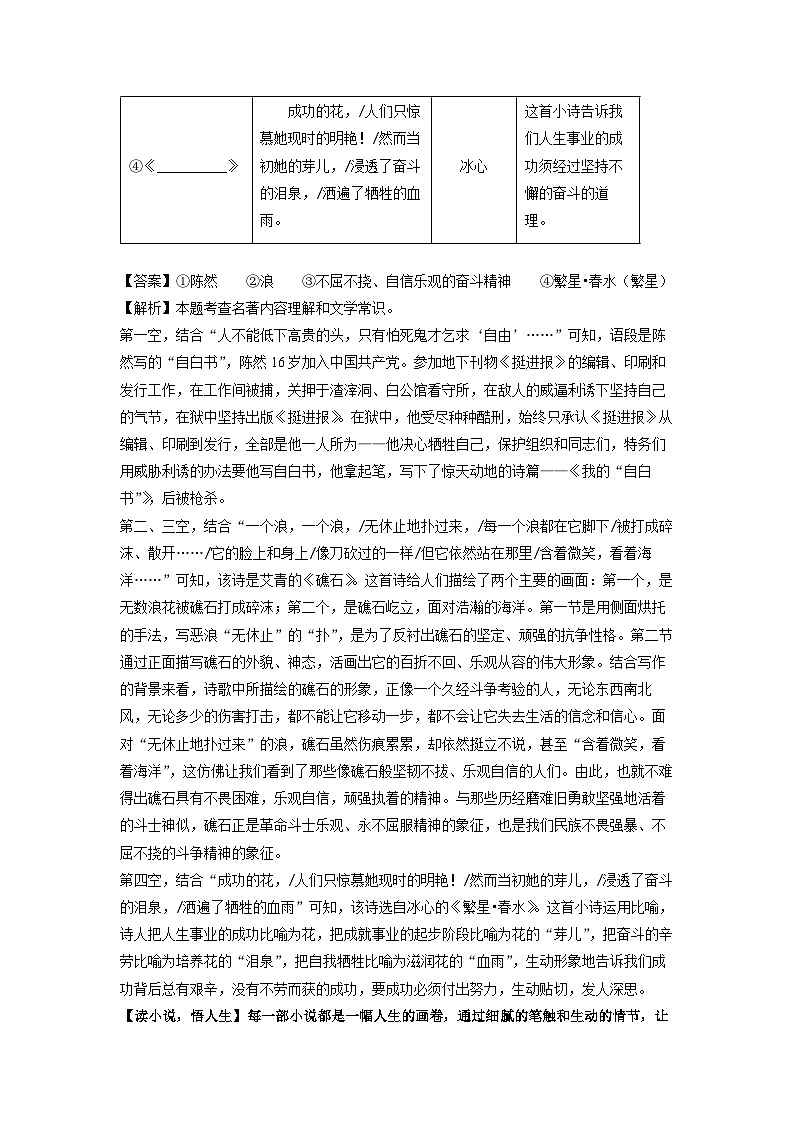 [语文][二模]陕西省咸阳市礼泉县2024年中考试题(解析版)03